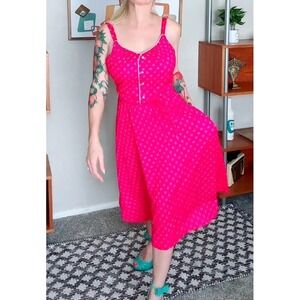 Walden Classics Vintage Pink Geometric Midi Sundress Smocked Back Made in USA